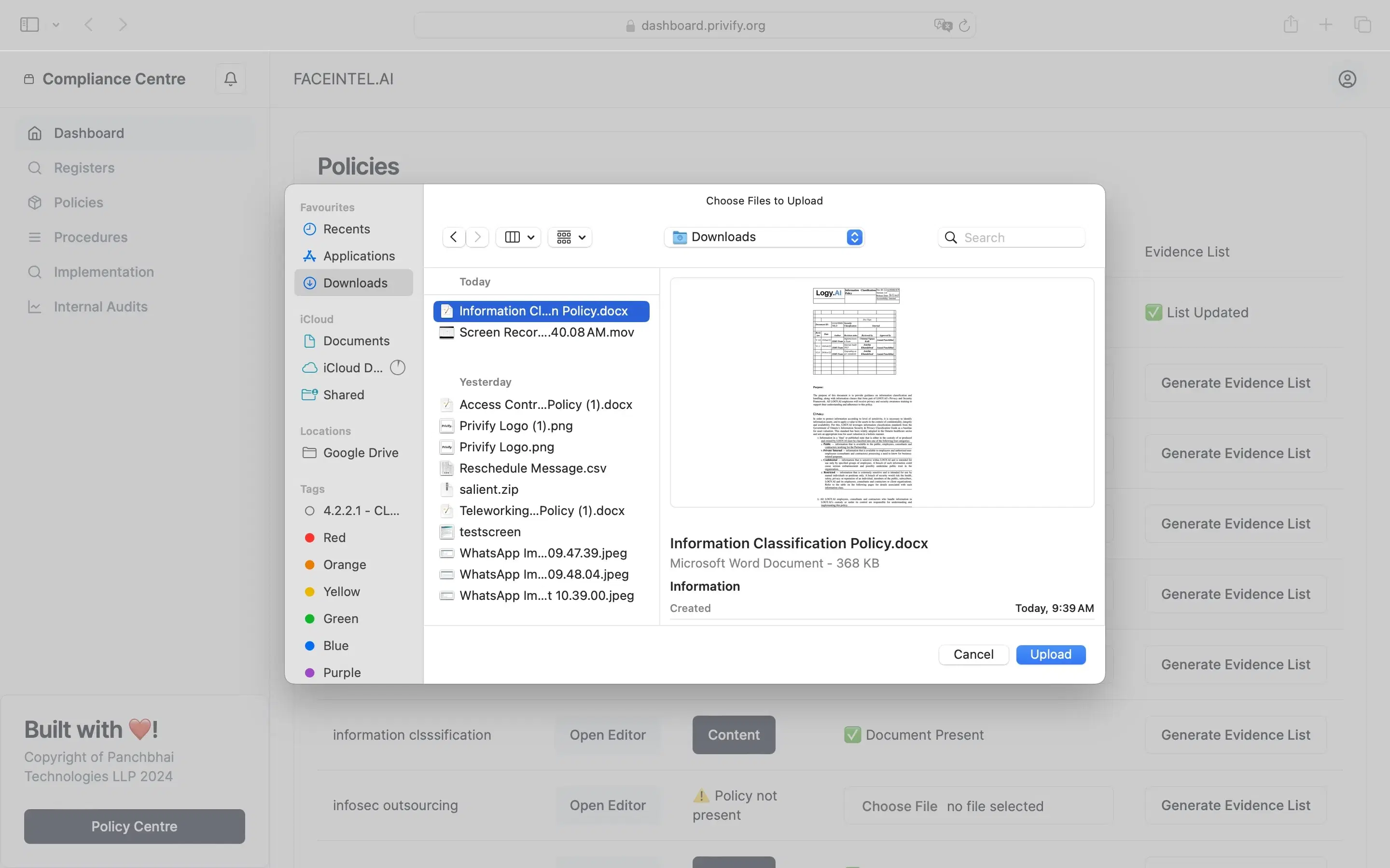 Collect: Bring policies, documents, and supporting evidence into one organized workspace.
